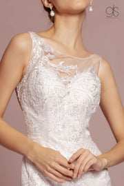 Tiered Mermaid Wedding Dress with Cut Out Back by Elizabeth K GL2689-Wedding Dresses-ABC Fashion