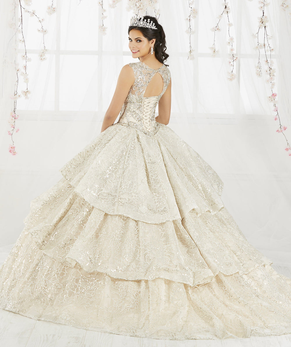 Tiered Metallic Illusion Quinceanera Dress by House of Wu 26910-Quinceanera Dresses-ABC Fashion