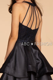 Tiered Short Dress with Strappy Back by Elizabeth K GS1603-Short Cocktail Dresses-ABC Fashion