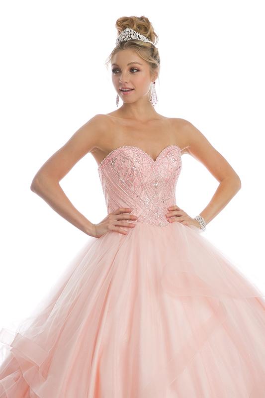 Tiered Sweetheart Ball Gown by Juliet 1424