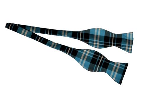 Turquoise/Black Self Tie Plaid Bow Ties-Men's Bow Ties-ABC Fashion