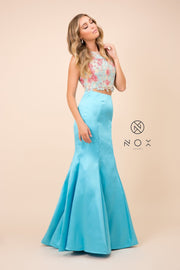 Floral Embroidered Two-Piece Mermaid Dress by Nox Anabel 8287