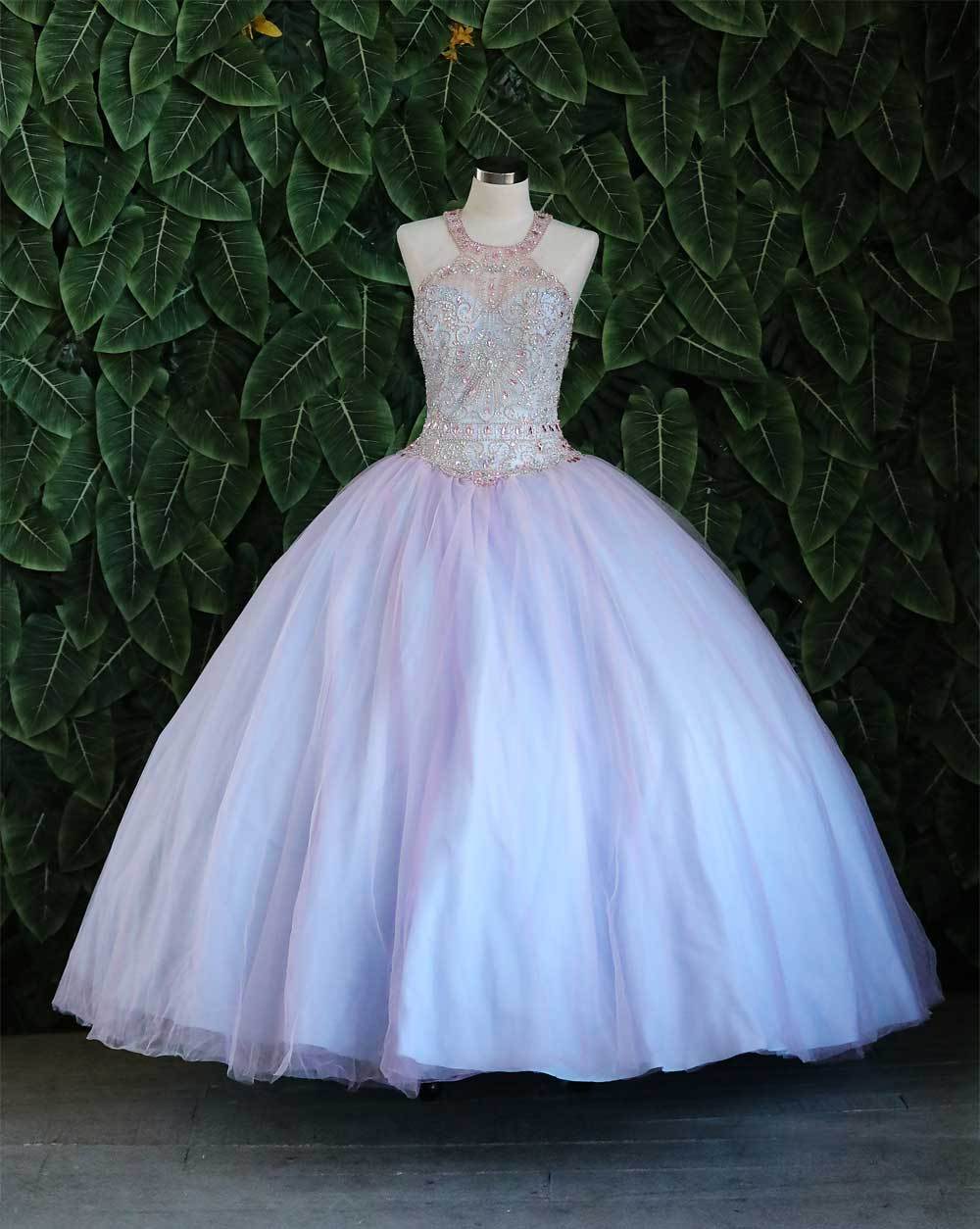 Two-Tone Beaded Halter Quinceanera Dress by Calla KY79398X-Quinceanera Dresses-ABC Fashion