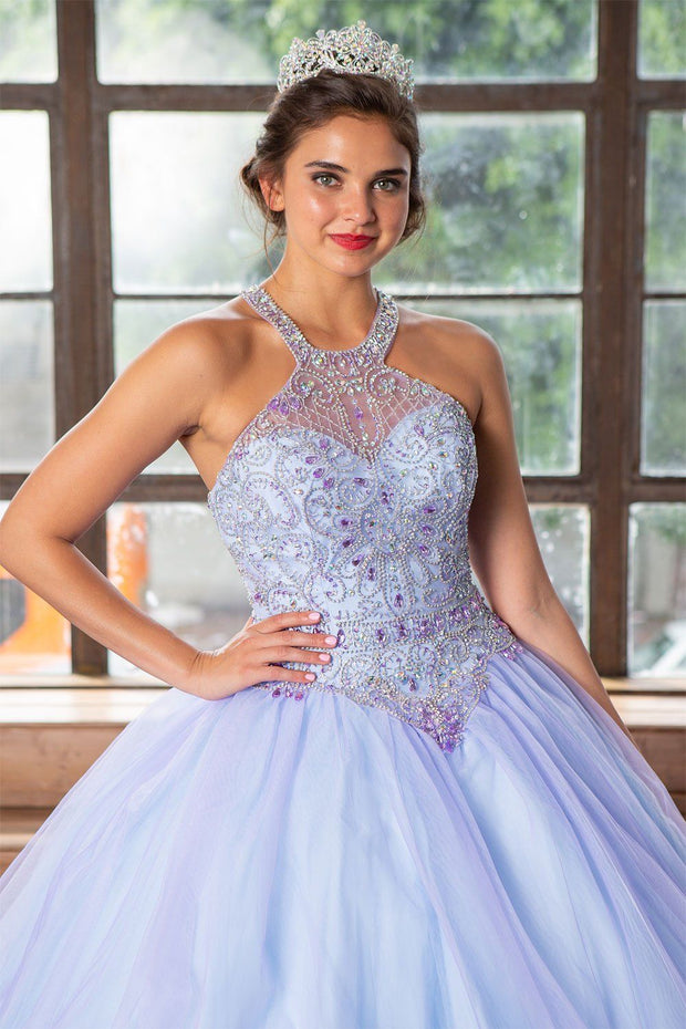 Two-Tone Beaded Halter Quinceanera Dress by Calla KY79398X-Quinceanera Dresses-ABC Fashion