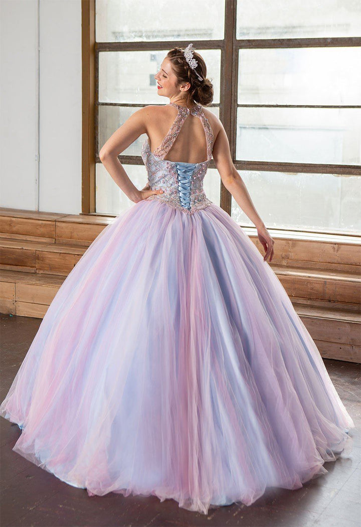 Two-Tone Beaded Halter Quinceanera Dress by Calla KY79398X-Quinceanera Dresses-ABC Fashion