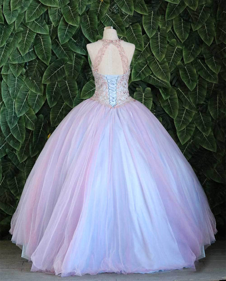 Two-Tone Beaded Halter Quinceanera Dress by Calla KY79398X-Quinceanera Dresses-ABC Fashion