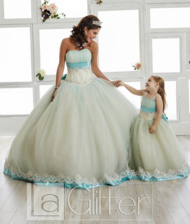 Two-Tone Strapless A-line Dress by House of Wu LA Glitter 24012-Quinceanera Dresses-ABC Fashion