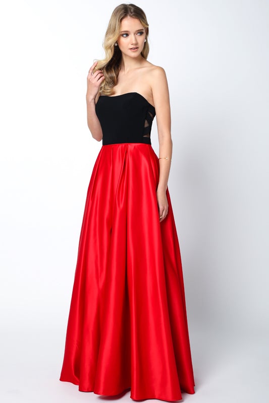 Two Tone Strapless Gown by Juliet 694