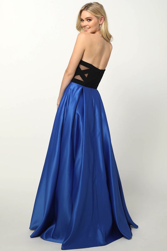 Two Tone Strapless Gown by Juliet 694