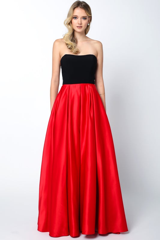 Two Tone Strapless Gown by Juliet 694