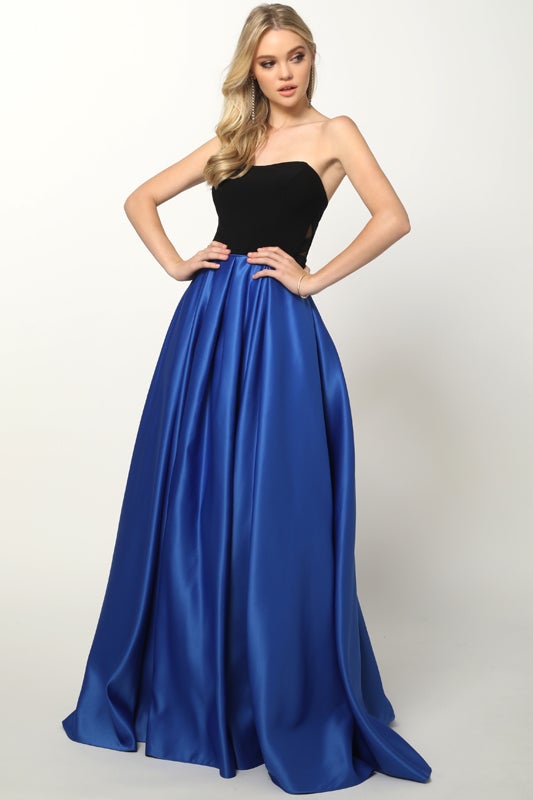 Two Tone Strapless Gown by Juliet 694