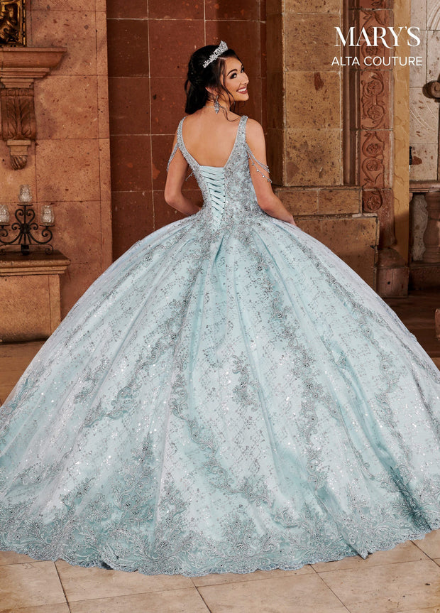 V-Neck Cape Quinceanera Dress by Alta Couture MQ3064