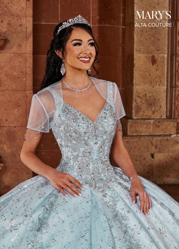 V-Neck Cape Quinceanera Dress by Alta Couture MQ3064