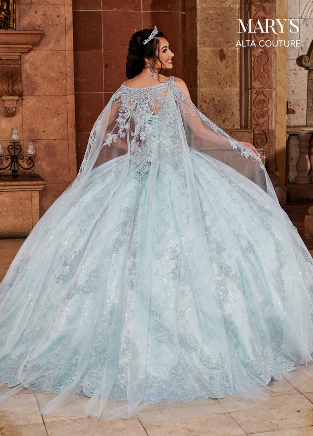 V-Neck Cape Quinceanera Dress by Alta Couture MQ3064