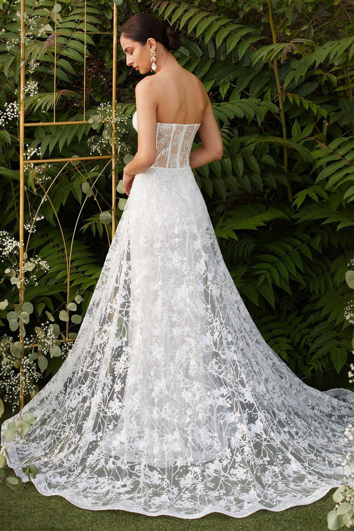 Applique Strapless Overskirt Gown by Cinderella Divine CB046W - Outlet