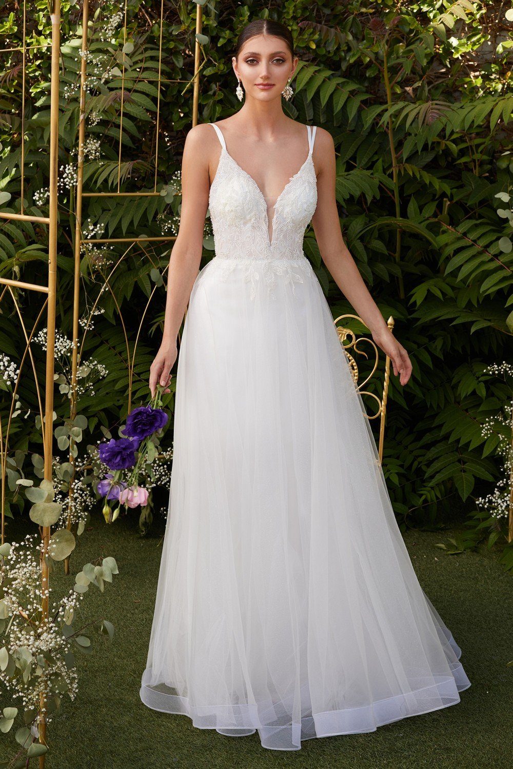 White Beaded Long Tulle Dress by Cinderella Divine CD0154W ABC Fashion White Beaded Long Tulle Dress by Cinderella Divine CD0154W ABC Fashion