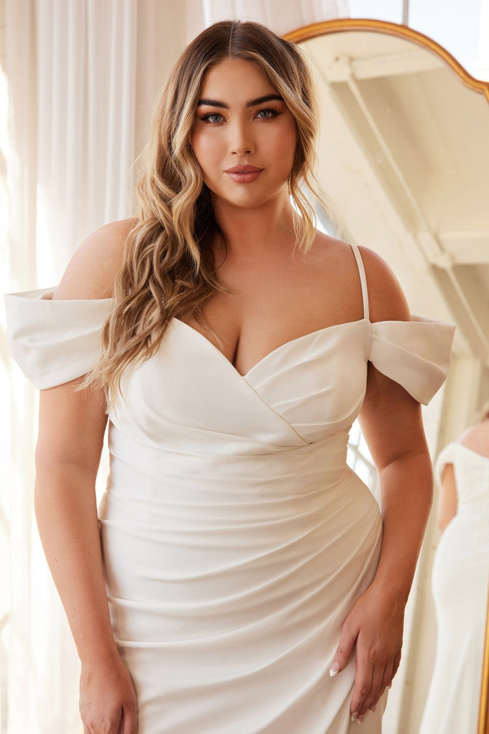white fitted plus size dress City Chic | Entwine Maxi Dress - Ivory