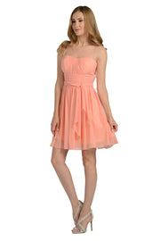 White Short Sleeveless Illusion Dress with Bow by Poly USA-Short Cocktail Dresses-ABC Fashion
