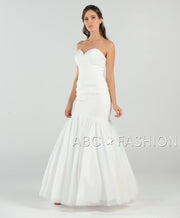 White Strapless Mermaid Dress with Corset Back by Poly USA 8278-Wedding Dresses-ABC Fashion