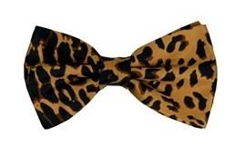 White/Black Leopard Print Bow Ties with Matching Pocket Squares-Men's Bow Ties-ABC Fashion