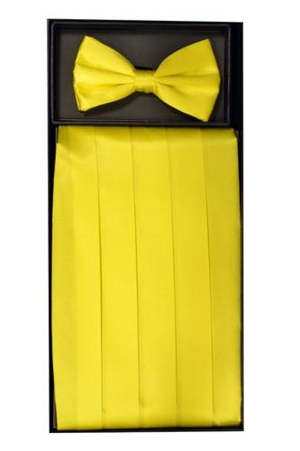 Yellow Silk Satin Cummerbund and Bow Tie Set-Men's Cummerbund-ABC Fashion